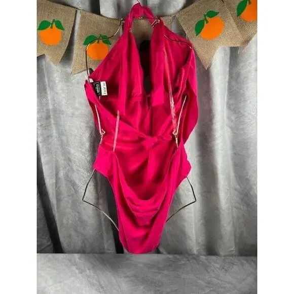 Bar III Womens Solid Cowlneck One-Piece Swimsuit, Ruby, Sz-XL - Picture 4 of 7